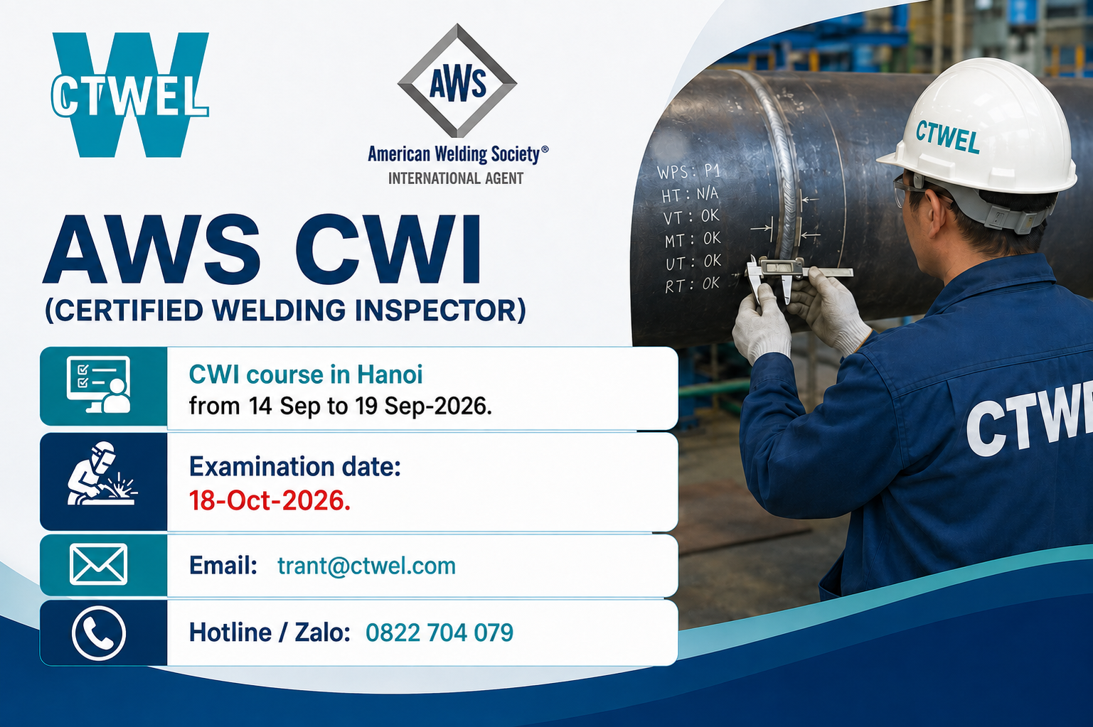 KHÓA CWI TẠI HÀ NỘI TỪ 14 ĐẾN 19/9/2026