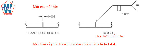 Cách ghi kích thước mối hàn vảy đơn giản