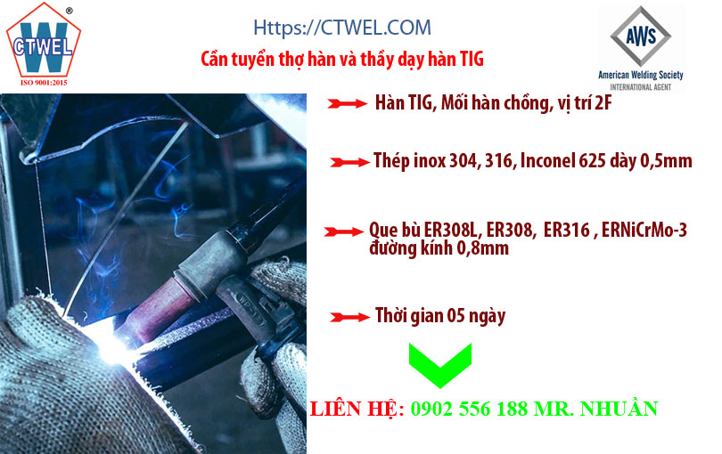 tuyển dụng thầy giáo dậy hàn và thợ hàn TIG